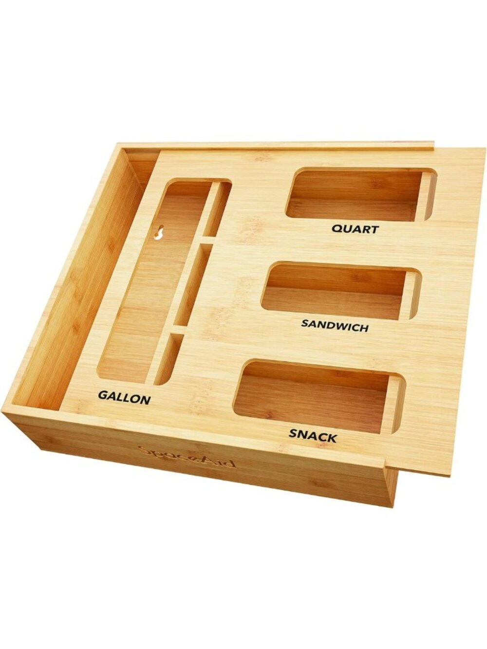 Bamboo Bag Storage Organizer for Kitchen Drawer - 4 Slot Food Storage Solution
